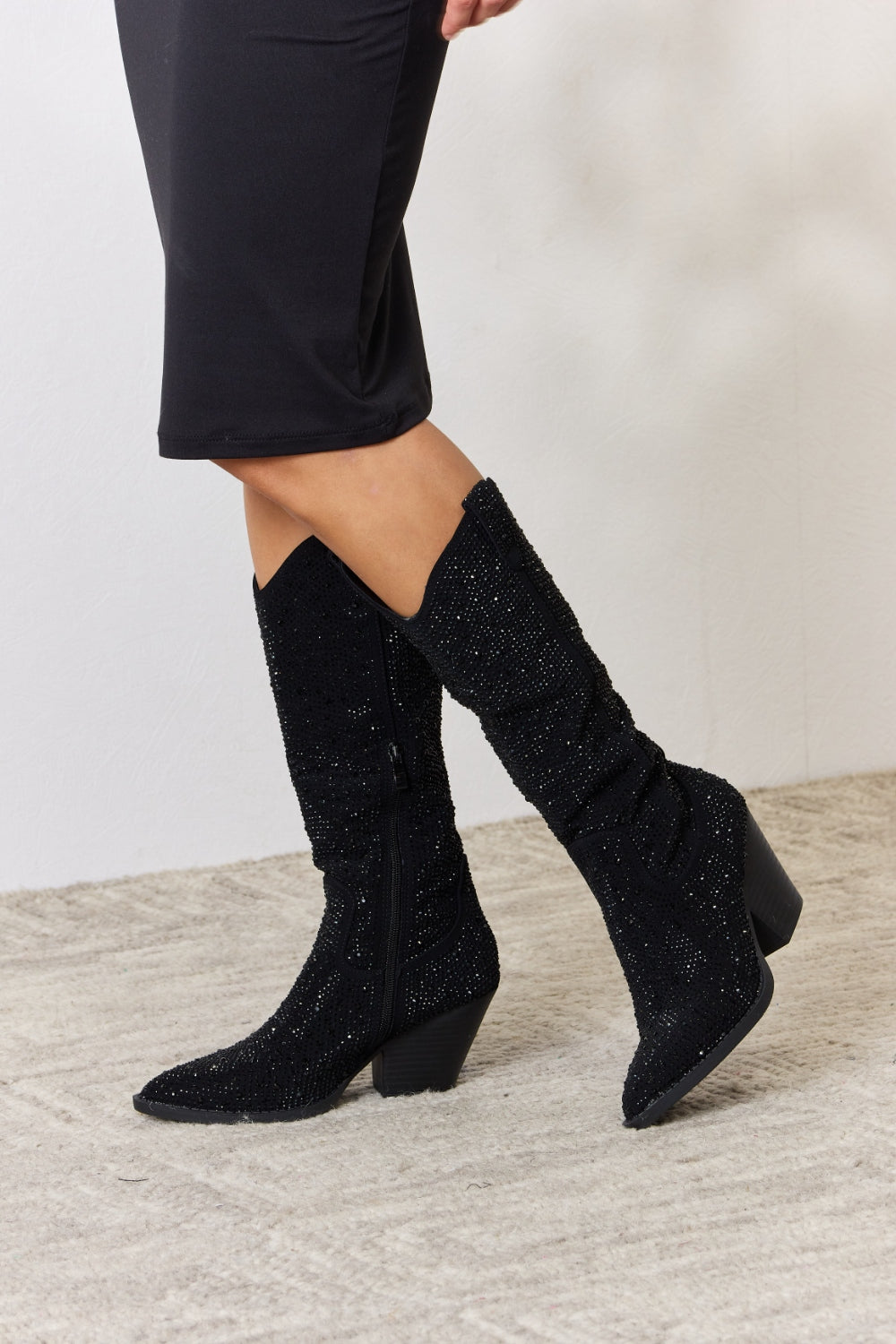 Bottes de cowboy hautes au genou avec strass Forever Link