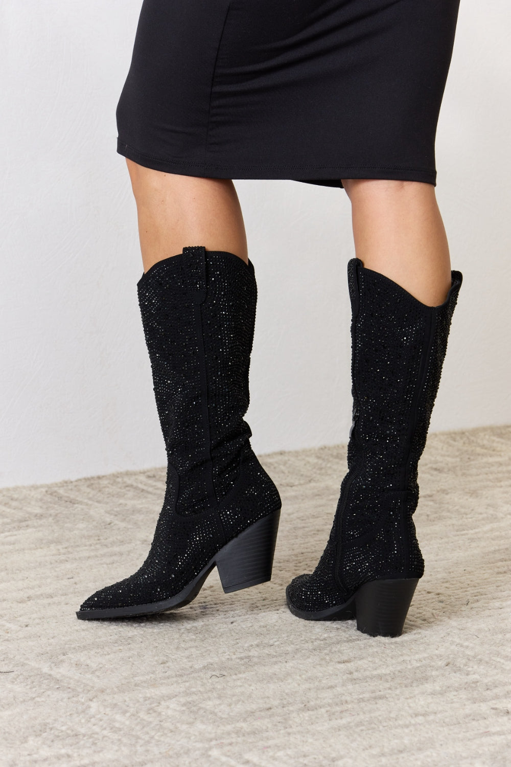 Bottes de cowboy hautes au genou avec strass Forever Link