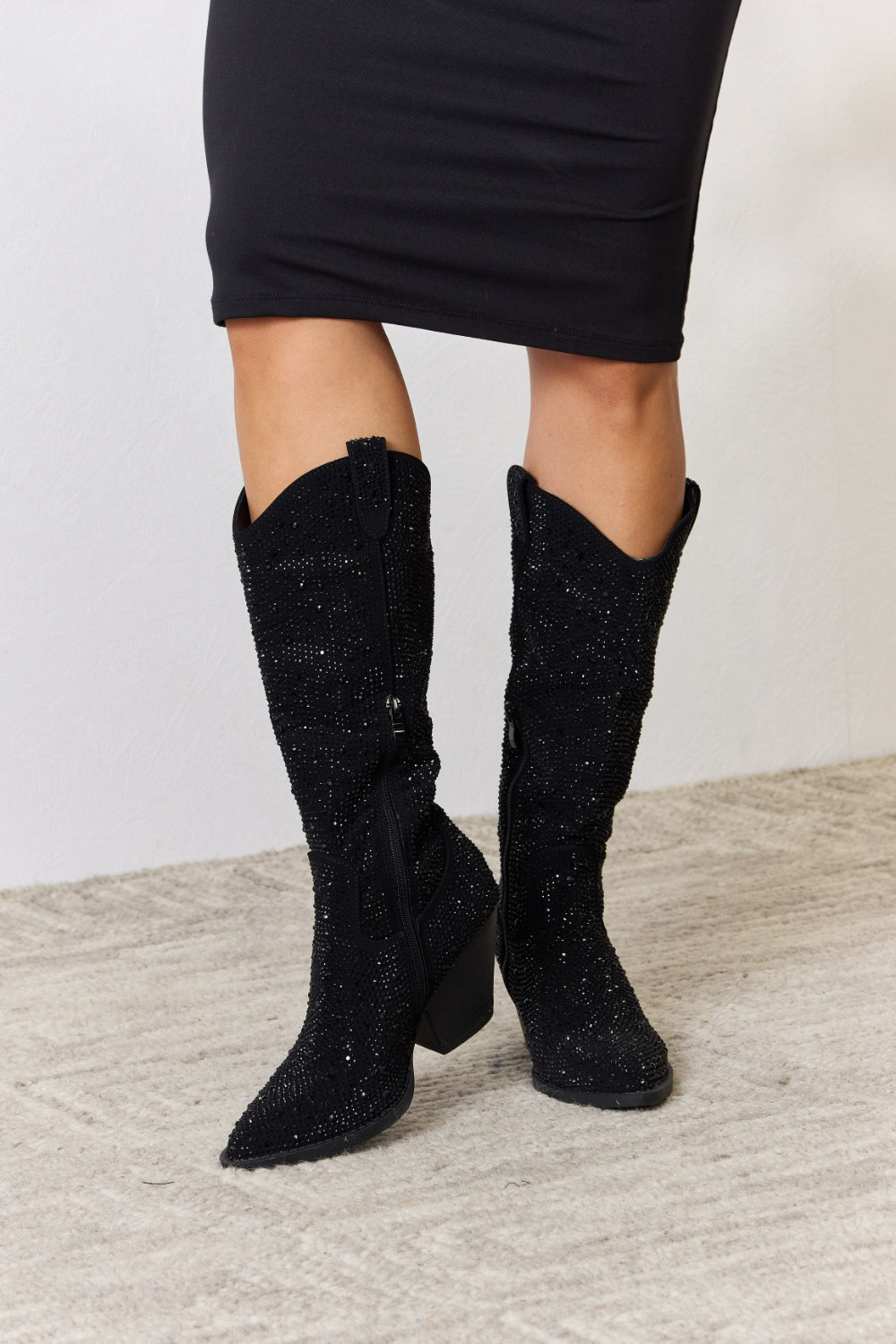 Bottes de cowboy hautes au genou avec strass Forever Link